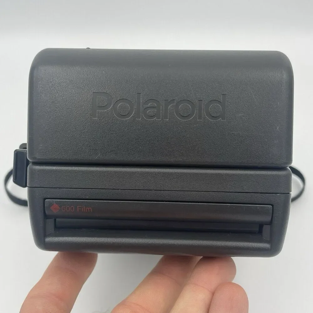 Vintage Polaroid One Step Flash 600 Instant Film Camera w/ Strap - UNESTED AS IS